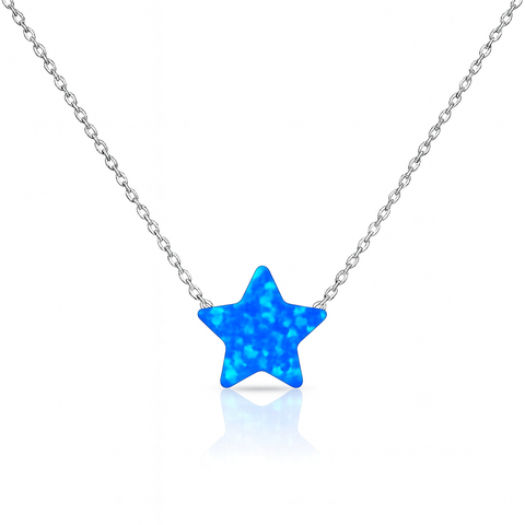 Sterling Silver Blue Opal Star Necklace