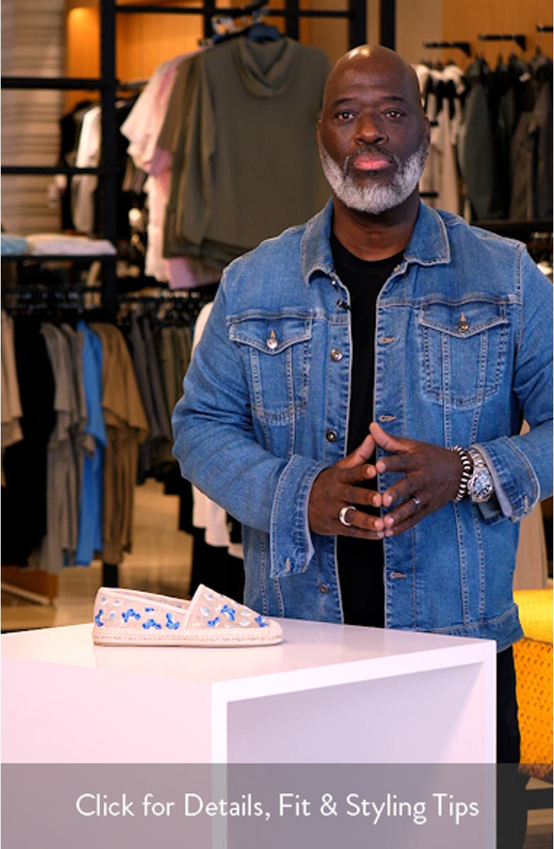 Bareitall Floral Embroidery Espadrille Flat, sales video thumbnail