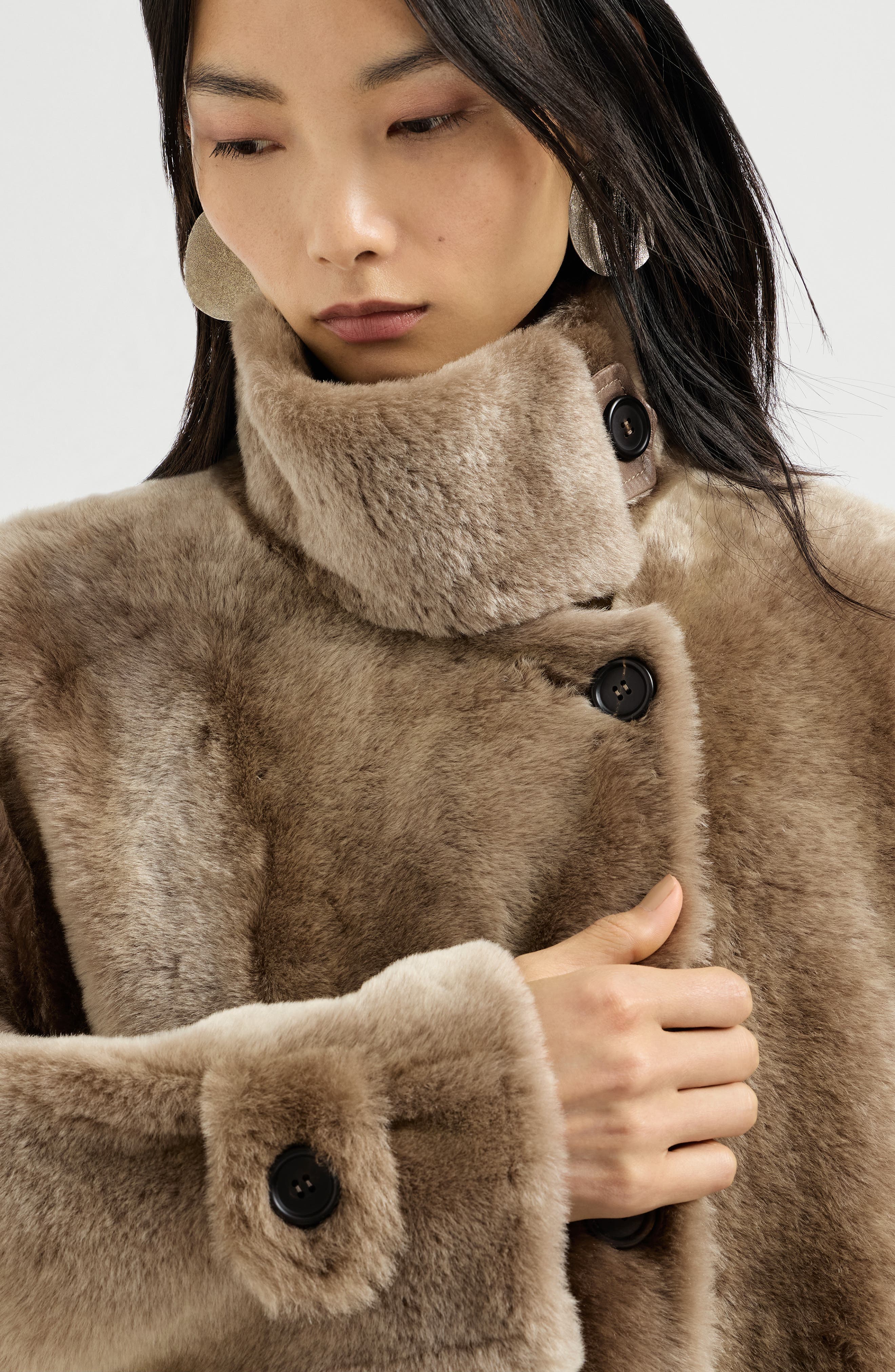 Brunello Cucinelli Shearling coat with belt and monili (Women