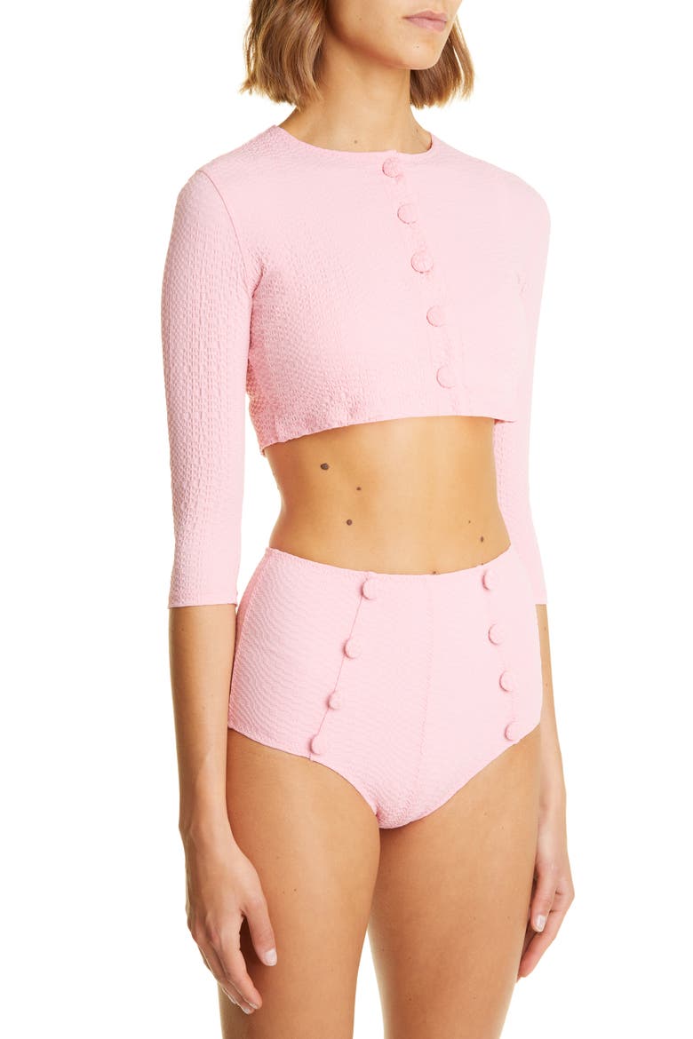 Crop Seersucker Cover-Up Cardigan, Alternate, color, VINTAGE PINK SEERSUCKER