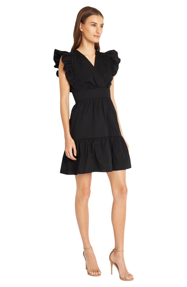 Donna Morgan Ruffle Sleeve Minidress, Alternate, color, Black