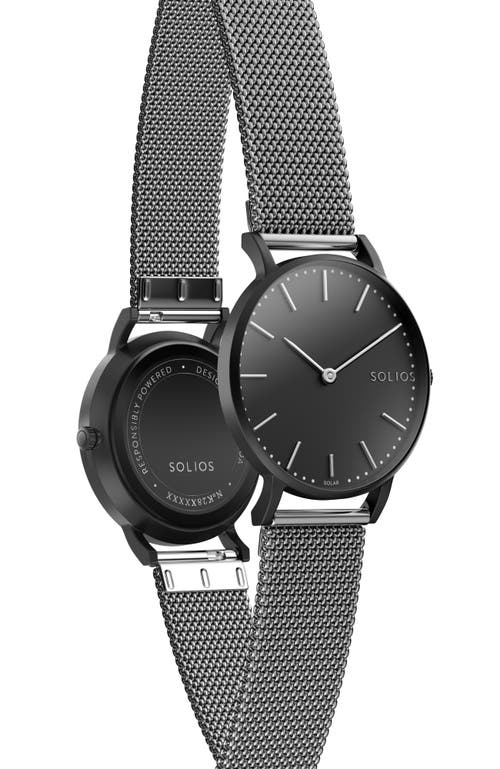 Solios Watches The Solar Classic | Black Dial In Grey Mesh Metal