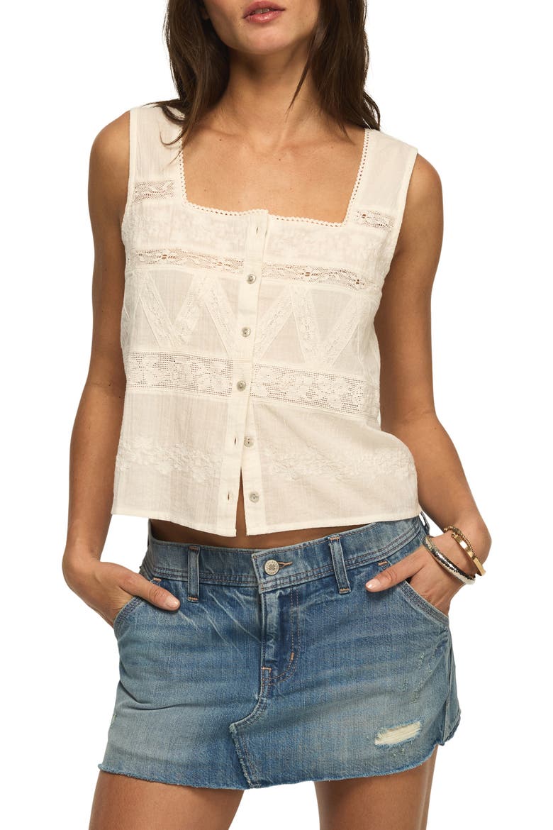 Embroidered Lace Crop Tank, Main, color, WHISPER WHITE