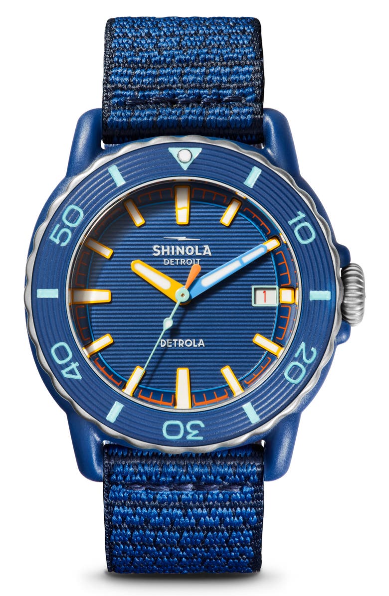 Shinola Sea Creatures Woven Strap Watch, 40mm, Main, color, 