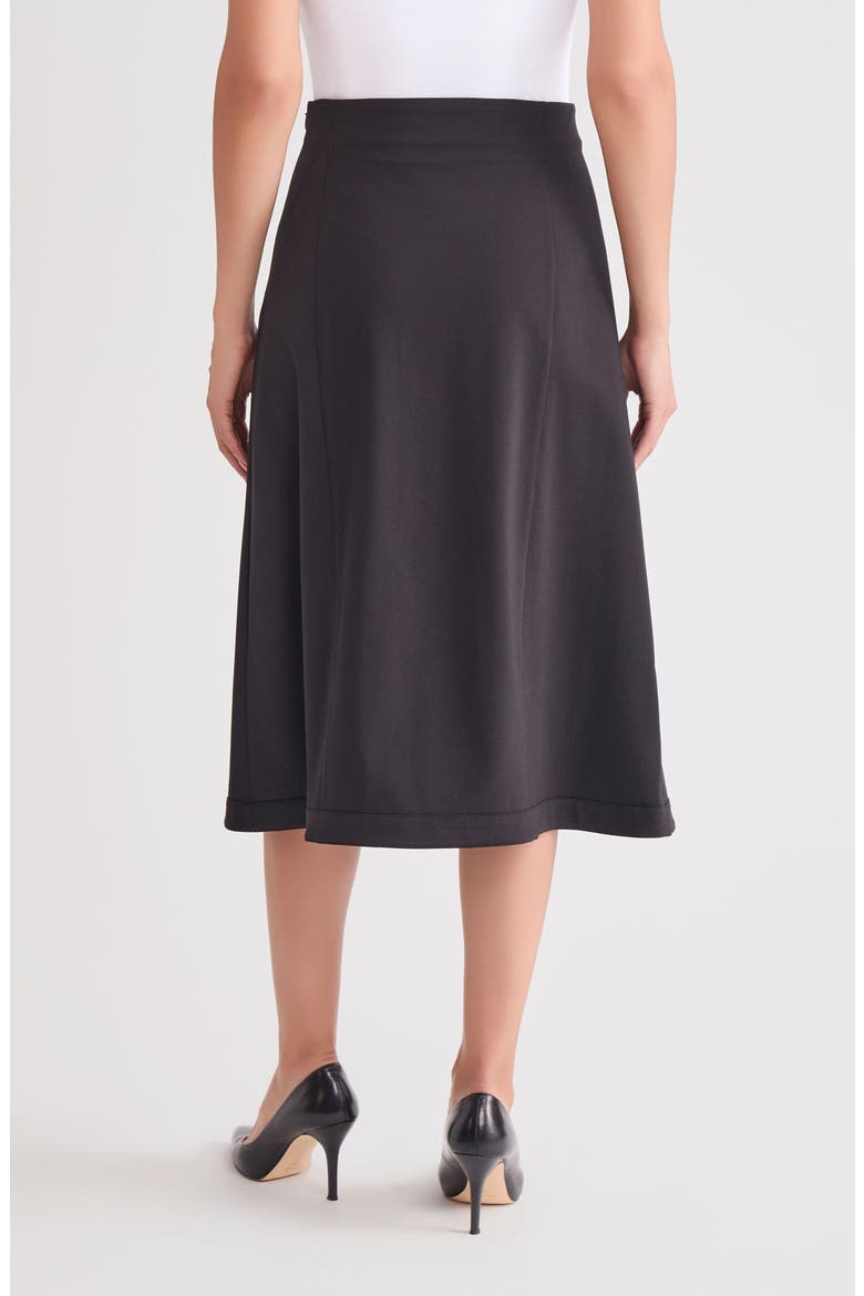 Ponte Front Slit Midi Skirt, Alternate, color, BLACK