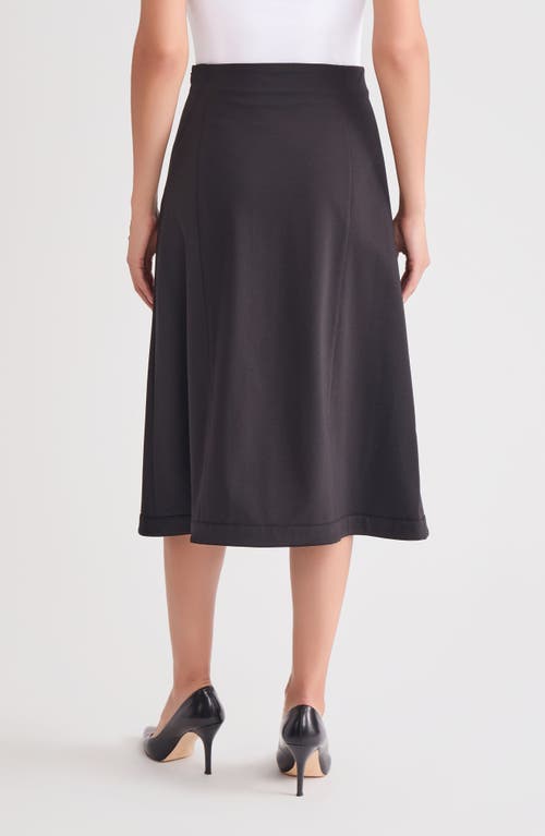 Misook Ponte Front Slit Midi Skirt In Black