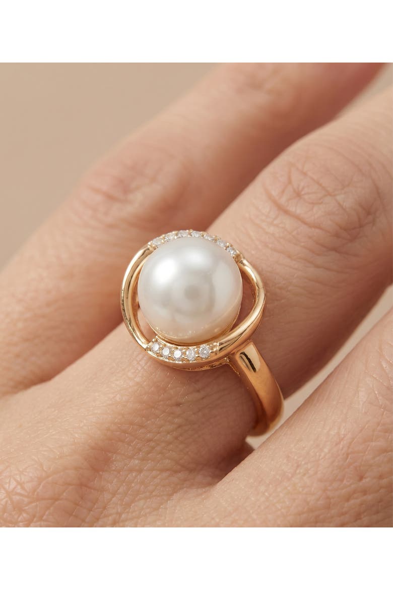 White South Sea Pearl & Diamond Ruby Ring, Alternate, color, Yellow Gold