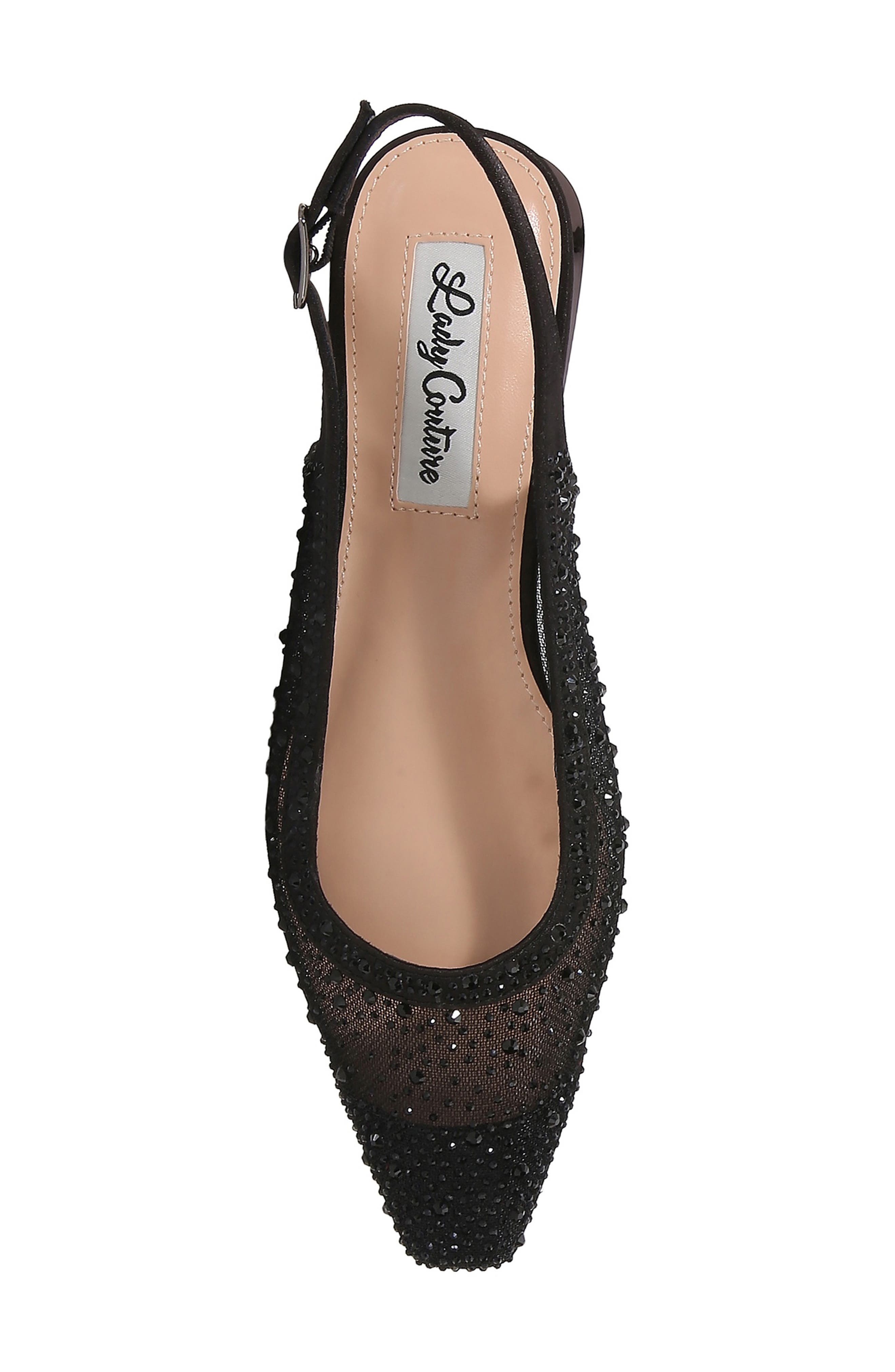 LADY COUTURE Kar Embellished Slingback Flat, Alternate, color, Black