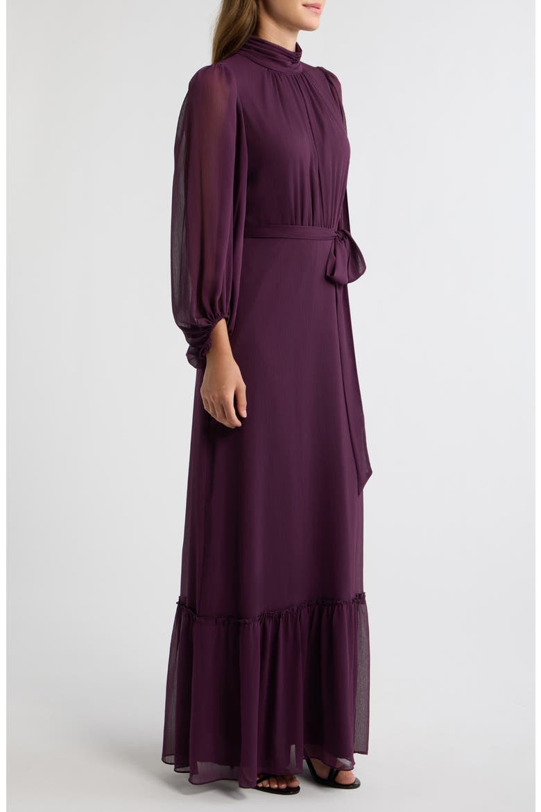 Mock Neck Maxi Dress, Alternate, color, EGGPLANT