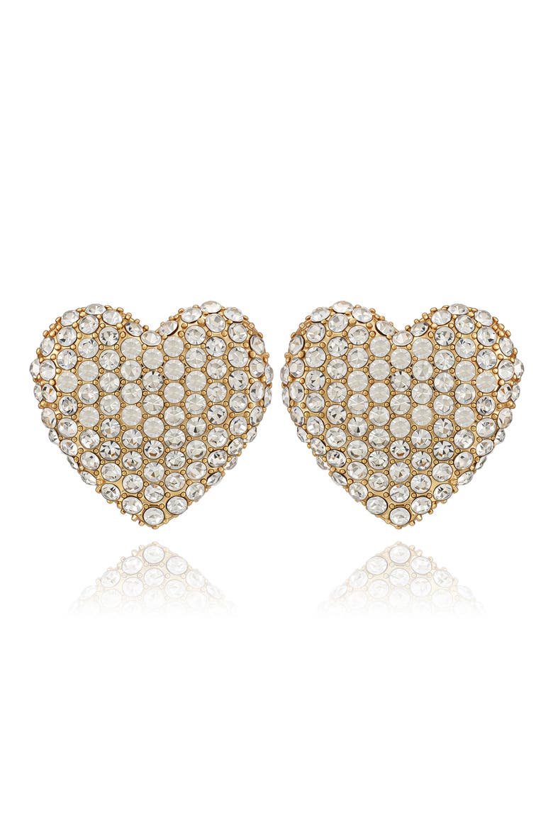 Crystal Heart Stud Earrings, Main, color, GOLD