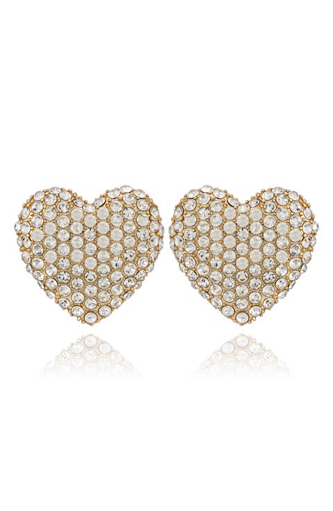 Crystal Heart Stud Earrings