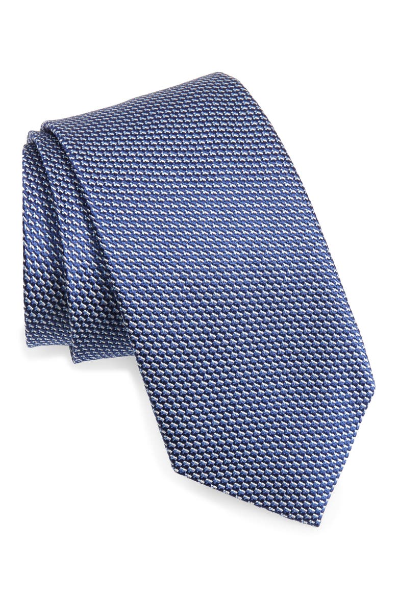Silk & Cotton Tie, Main, color, NAVY