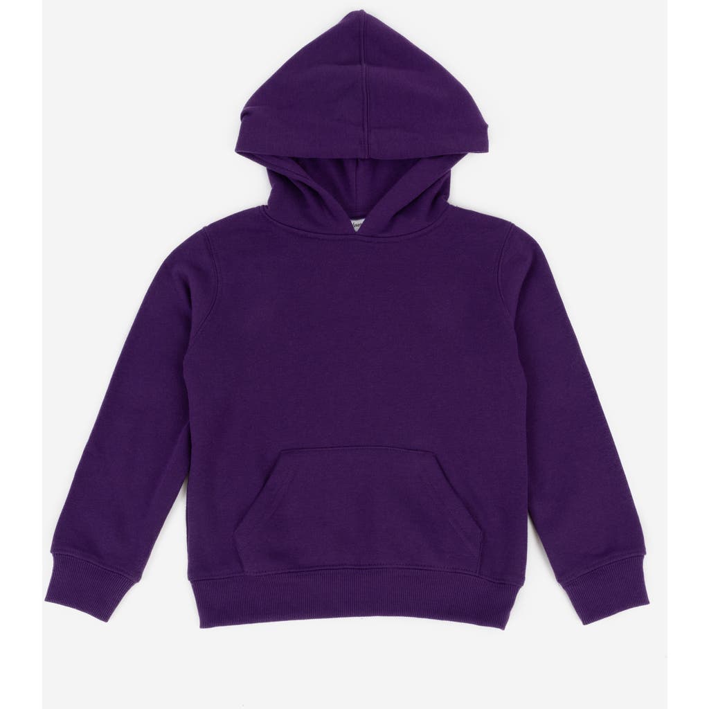 Leveret Kids Pullover Hoodie, Cotton Blend, Kangaroo Pocket, Solid Colors In Purple