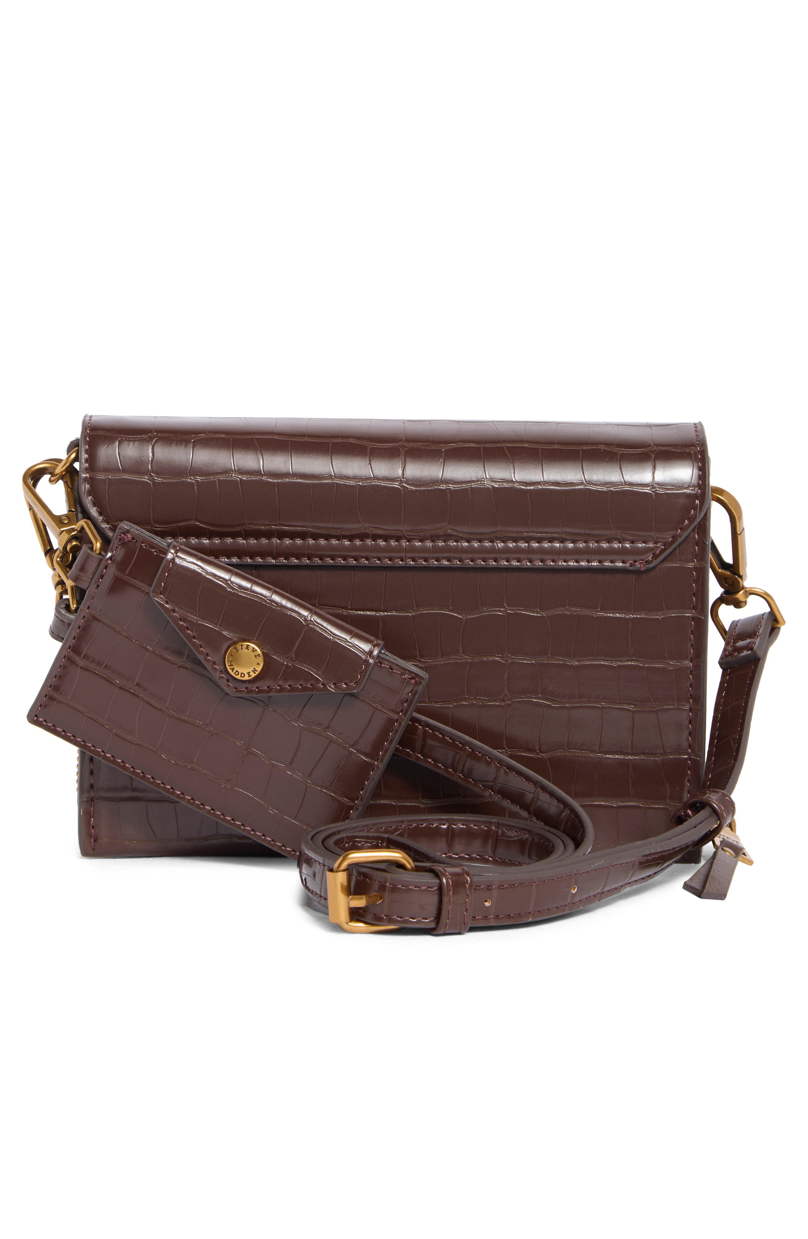 Steve Madden Siena Crossbody Bag, Alternate, color, Chocolate Croco
