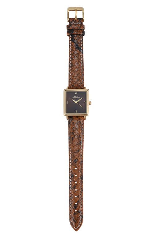 Ettika Square Case Leather Strap Watch In Gold