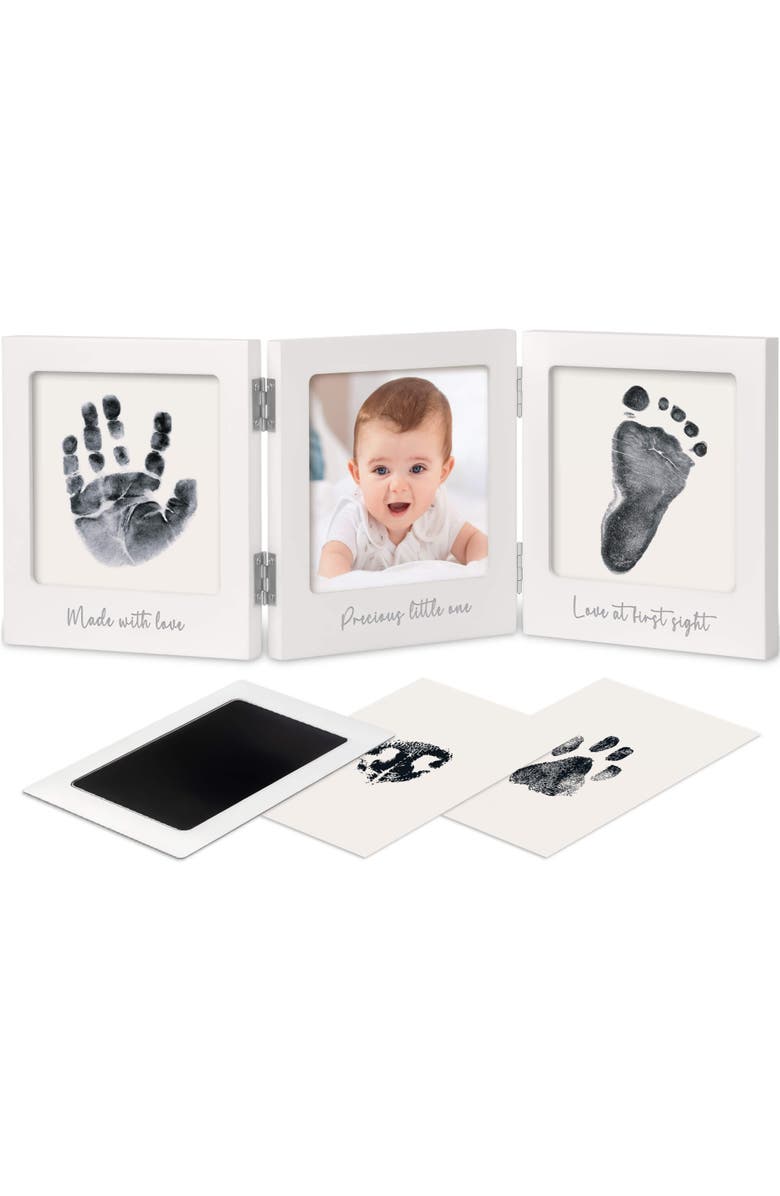 KeaBabies Fond Clean Touch Inkless Hand and Footprint Frame, Main, color, White/Silver