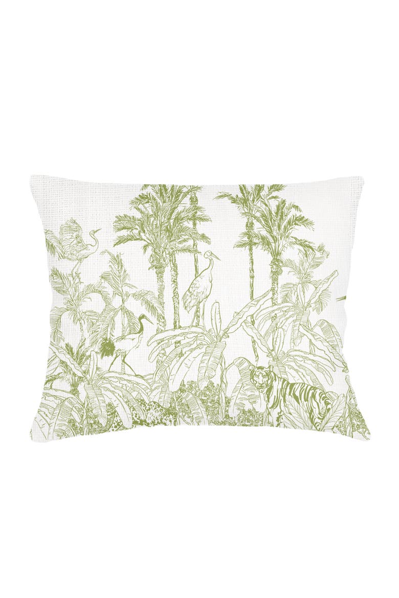 Wildlife Toile Linen Dutch Euro Pillow with Down Alternative Insert, Main, color, Pure Green