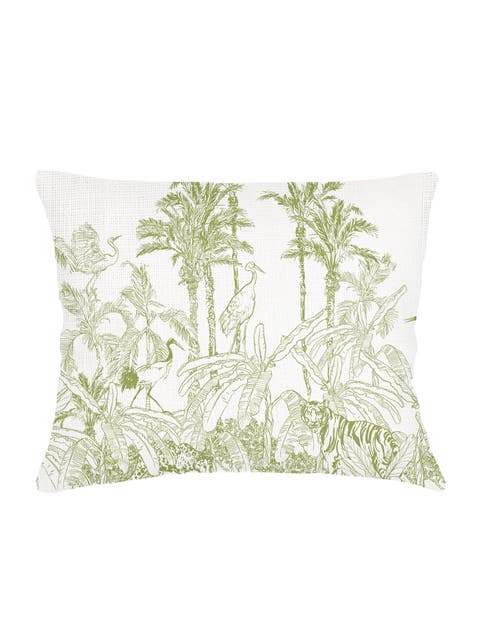 Wildlife Toile Linen Dutch Euro Pillow with Down Alternative Insert