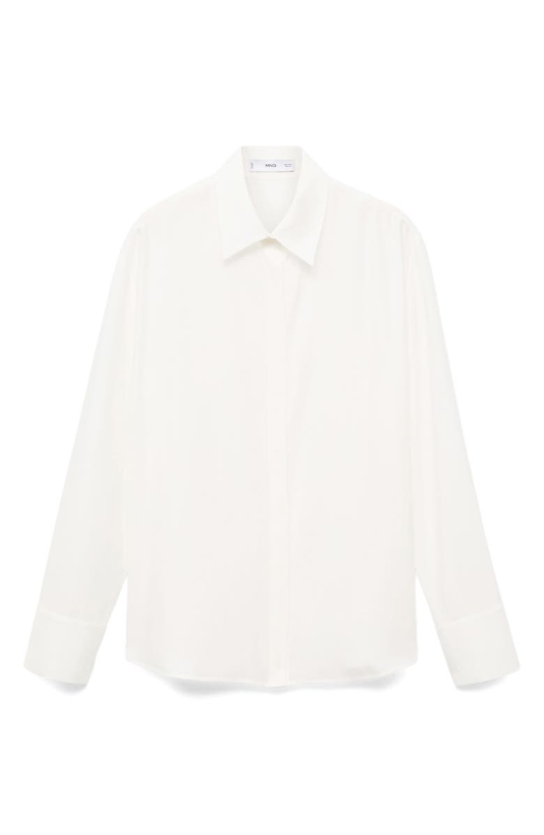 MANGO Relaxed Fit Button-Up Shirt, Alternate, color, Off White