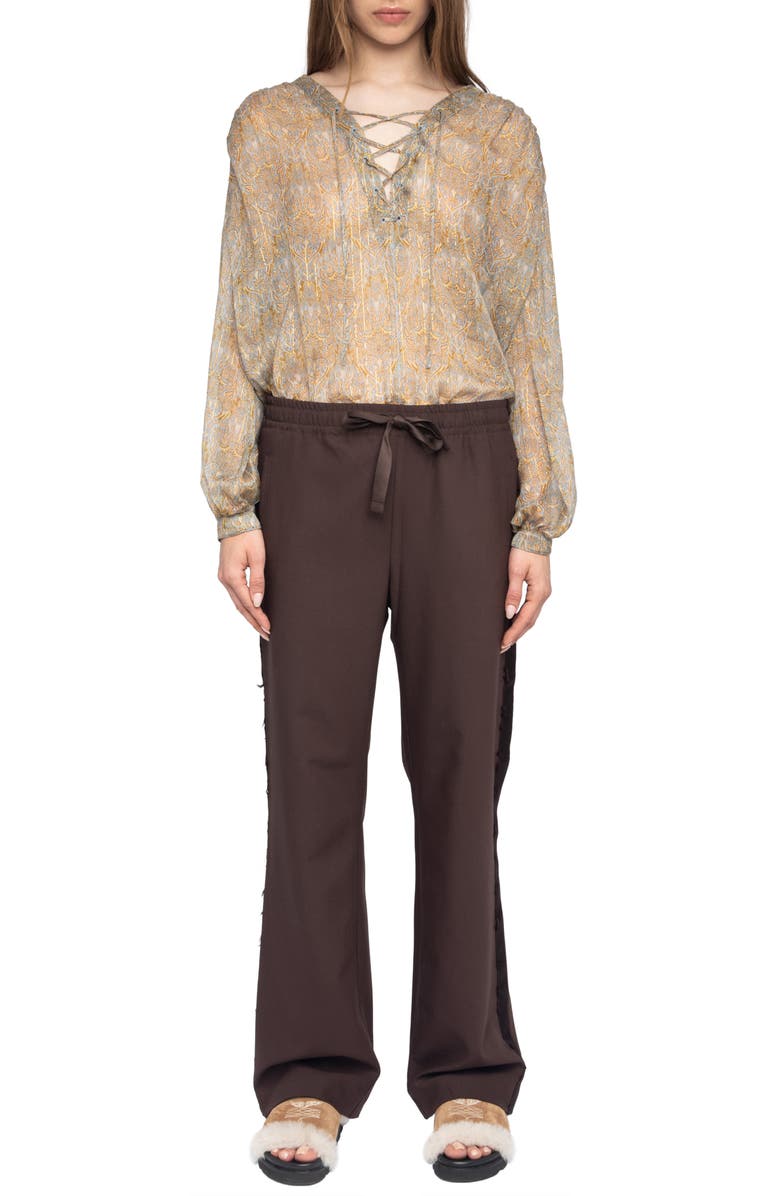 Zadig & Voltaire Poma Tailleur Drawstring Pants, Alternate, color, Dark Chocolate