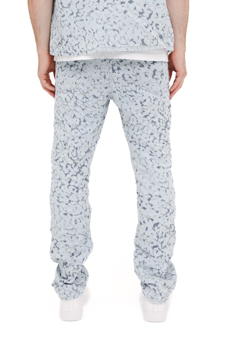 P011 Leopard Jacquard Straight Leg Jeans, Alternate, color, BLUE
