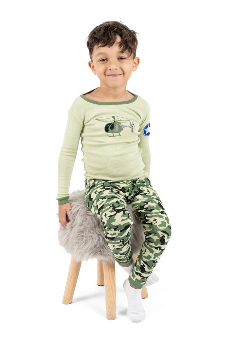 Leveret Kids Two-Piece Cotton Printed Matching Family Pajamas, Playful Graphics, Alternate, color, Army Helicopter