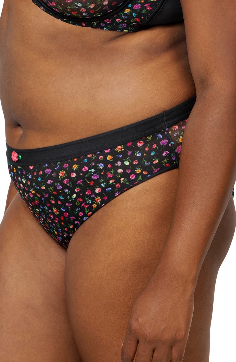 Curvy Couture Sheer Mesh High Cut Briefs, Alternate, color, Meadow Dream