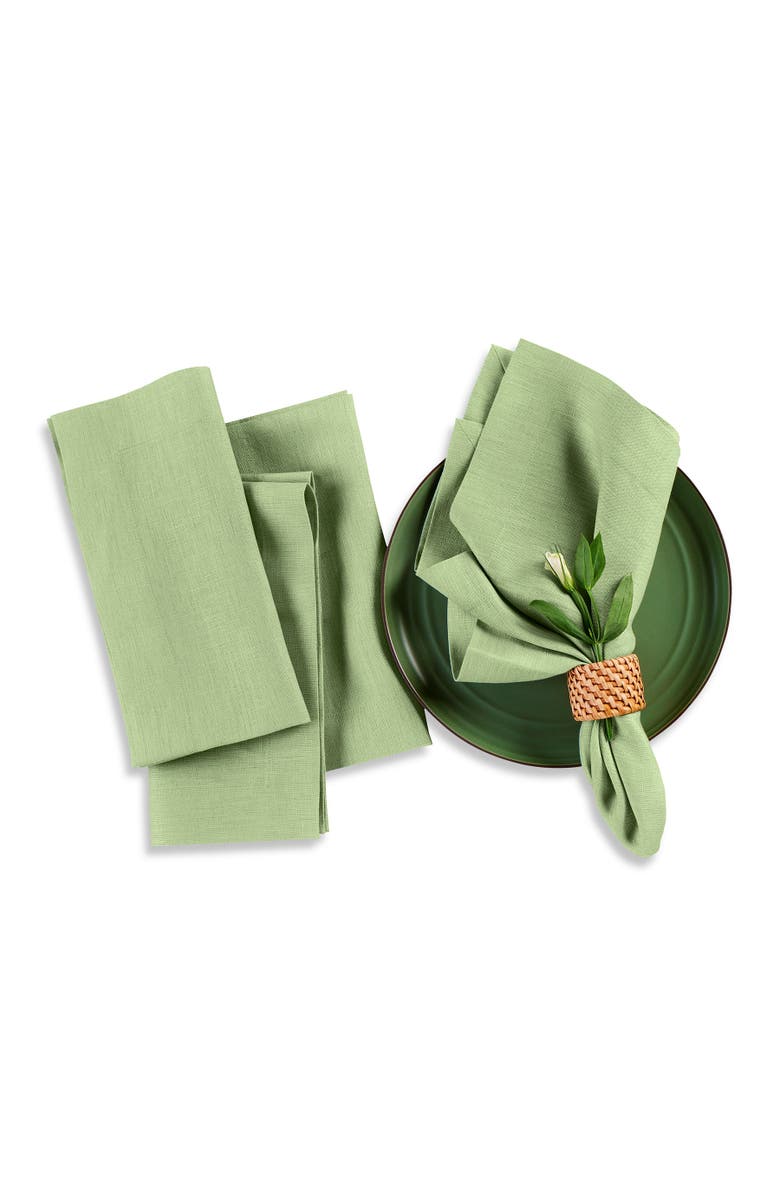 Solino Home Linen Dinner Napkins - Fete, 20" x 20", Main, color, Laurel Green