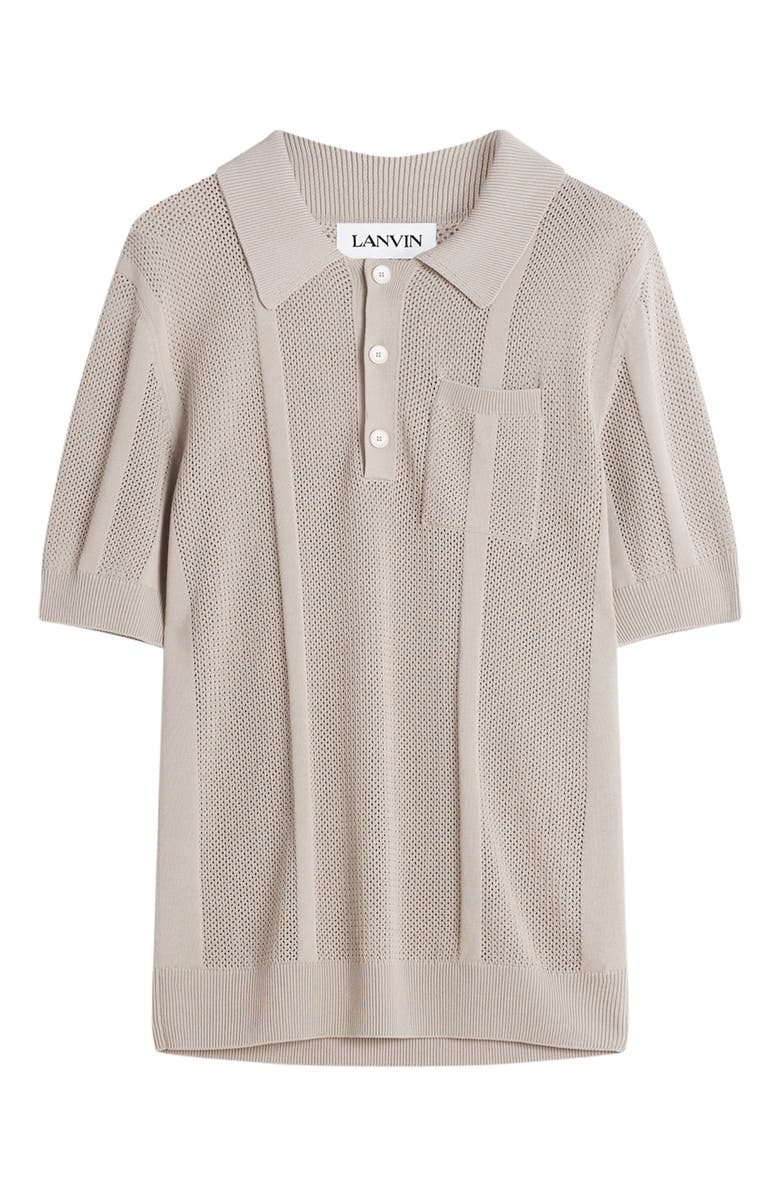Lanvin Openwork Knit Polo Shirt, Alternate, color, 