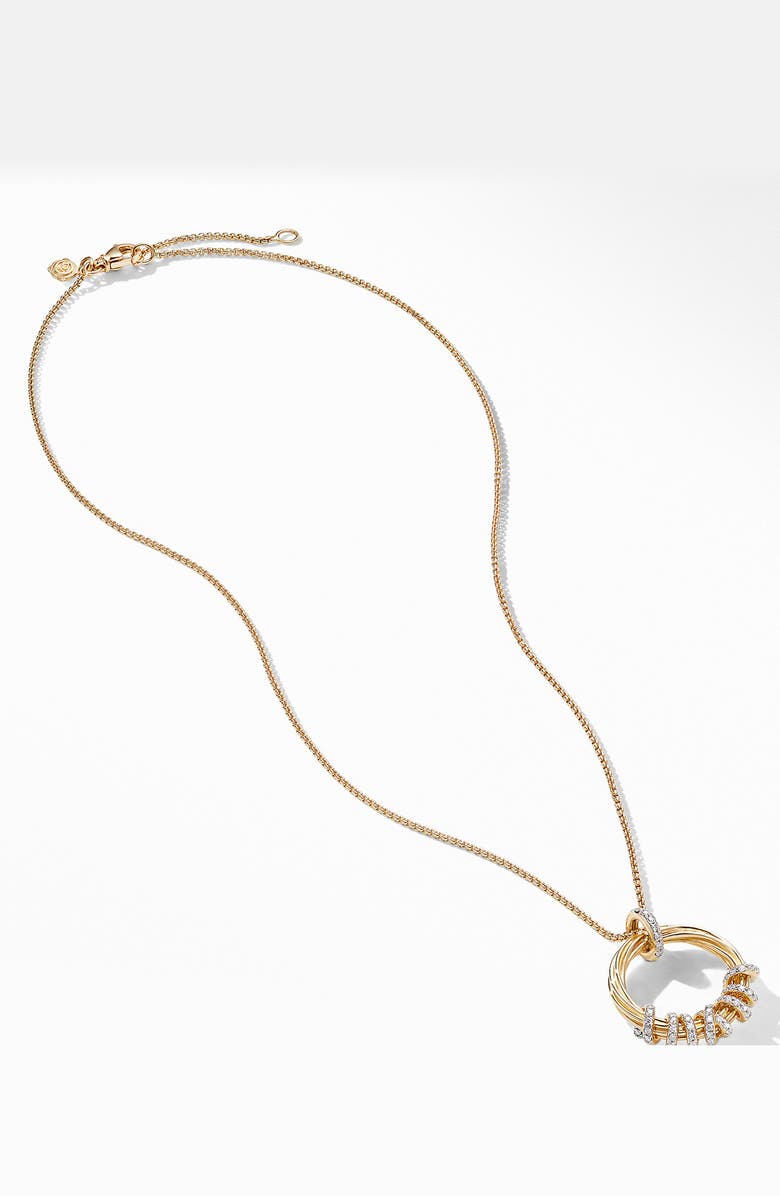 David Yurman Helena Round Pendant Necklace in 18K Yellow Gold with Diamonds, Alternate, color,