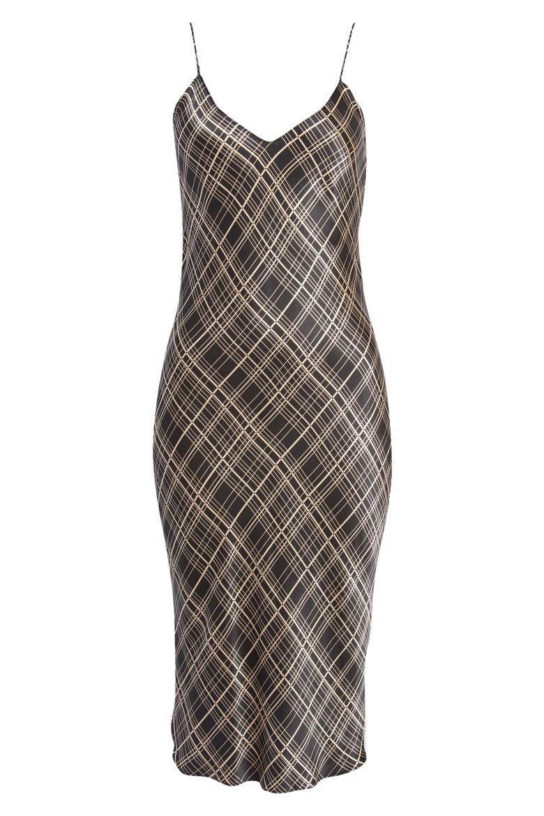 Print Silk Cami Dress, Alternate, color, BLACK PLAID