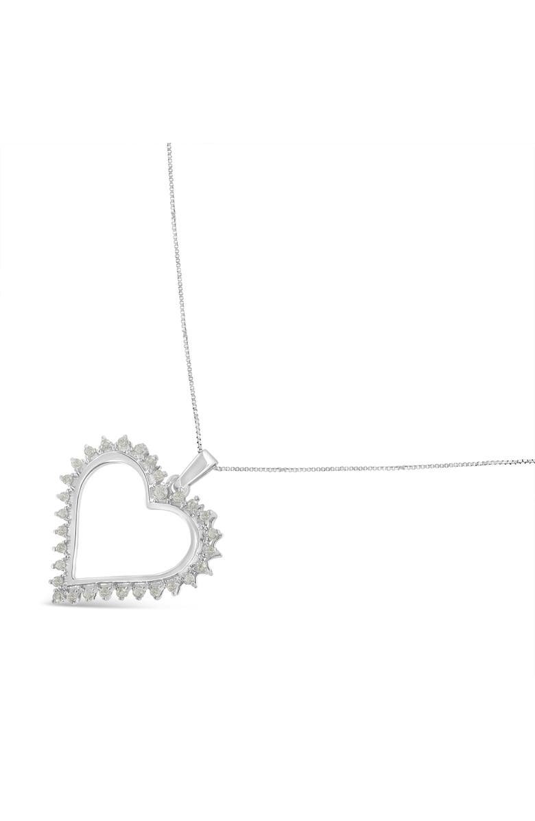 Haus of Brilliance Silver 1/4 cttw 3-Prong Diamond Open Heart 18" Pendant Necklace, Alternate, color, White