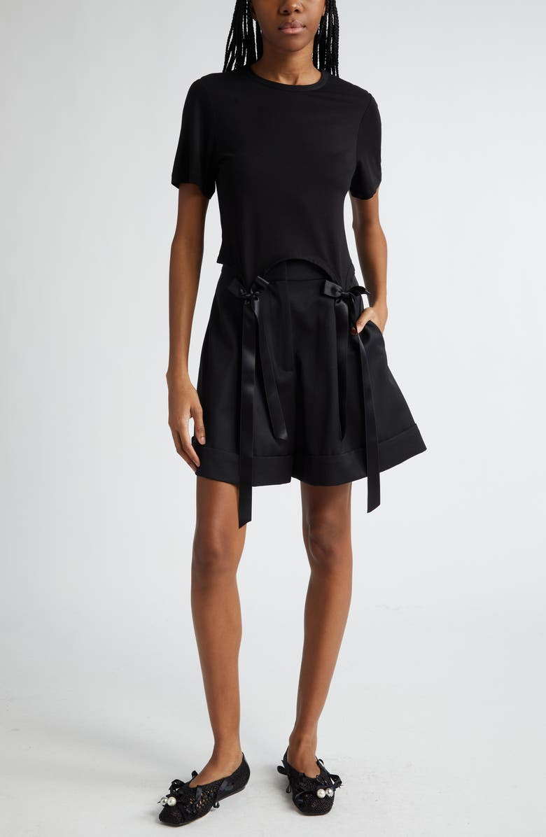 Simone Rocha Easy Bow Tails Cotton T-Shirt, Alternate, color, Black