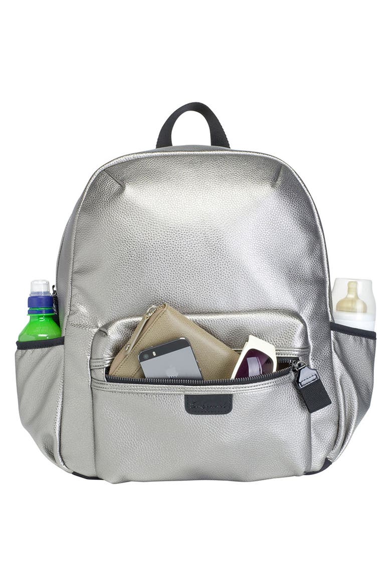 Luna Faux Leather Diaper Bag, Alternate, color, PEWTER
