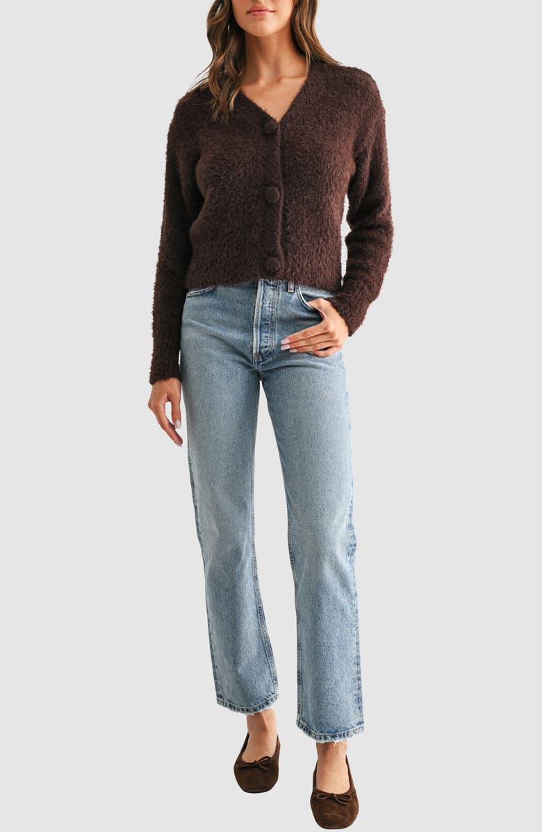 All in Favor V-Neck Cardigan, Alternate, color, Dark Brown