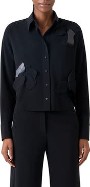 Akris punto Papercut Flowers Laser Cut Crepe Shirt