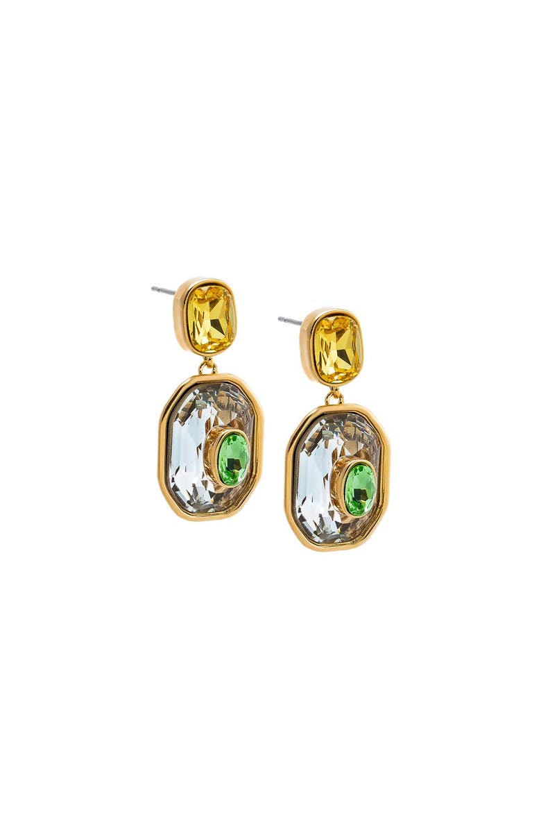 BY ADINA EDEN Multi-Color Octagon Crystal Drop Earrings, Main, color, Gold