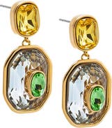 BY ADINA EDEN Multi-Color Octagon Crystal Drop Earrings