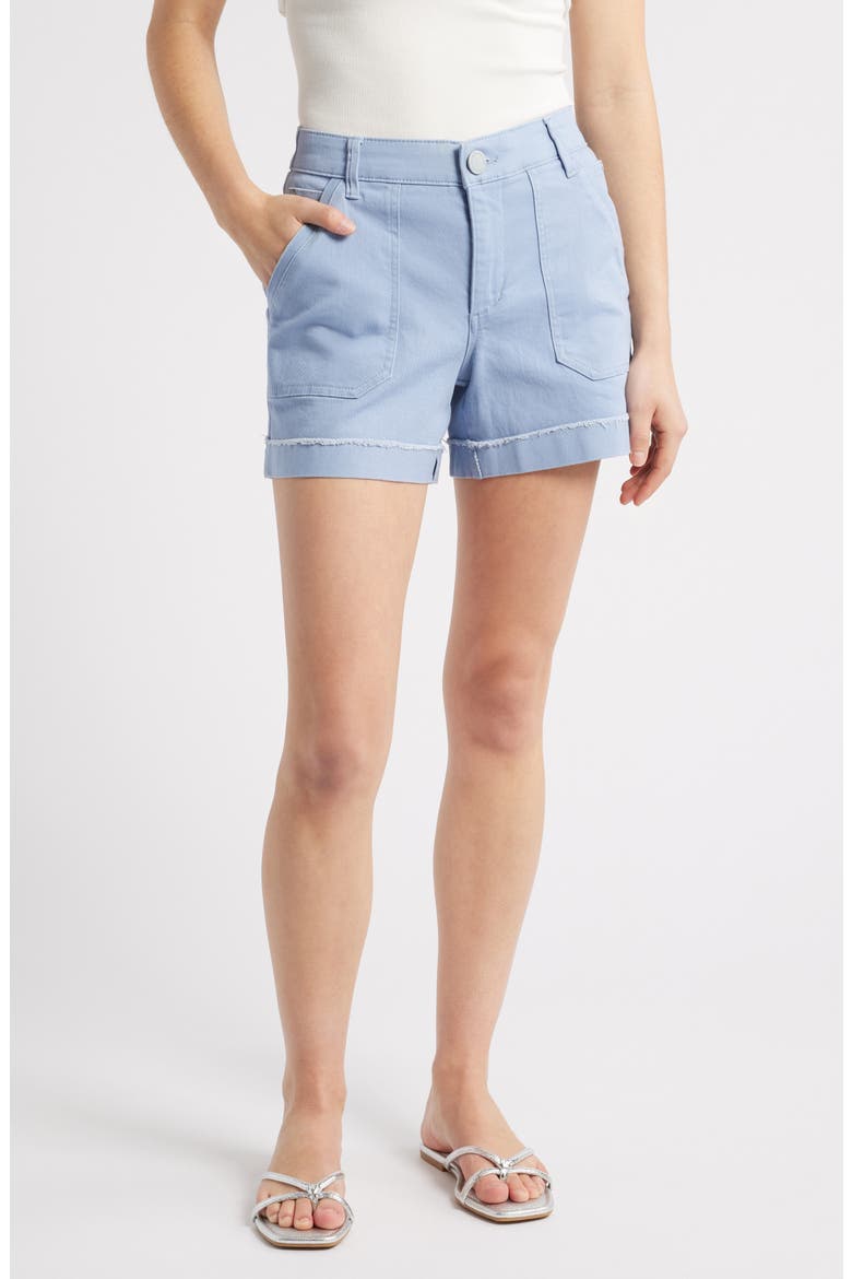 Frayed Patch Pocket High Waist Twill Shorts (Nordstrom Exclusive), Main, color, HORIZON BLUE