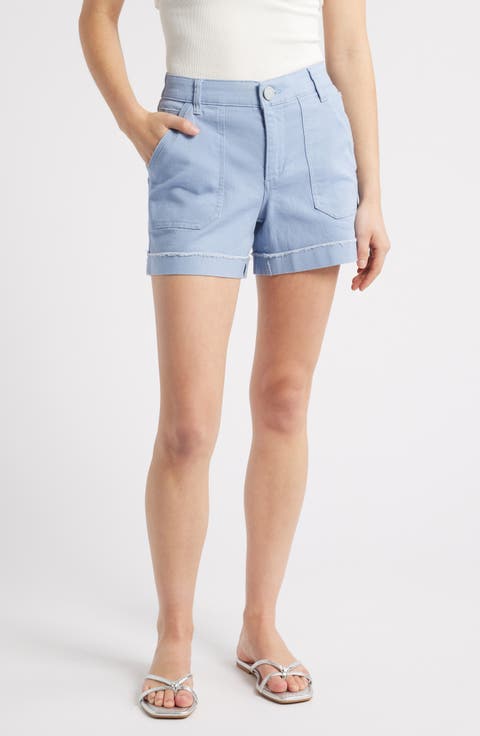 Frayed Patch Pocket High Waist Twill Shorts (Nordstrom Exclusive)