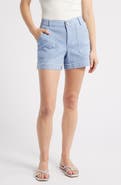 Wit & Wisdom Frayed Patch Pocket High Waist Twill Shorts