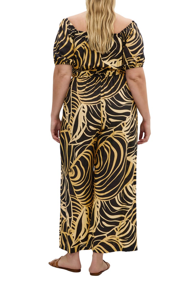 City Chic Erica Swirl Off the Shoulder Jumpsuit, Alternate, color, Sea Swirl