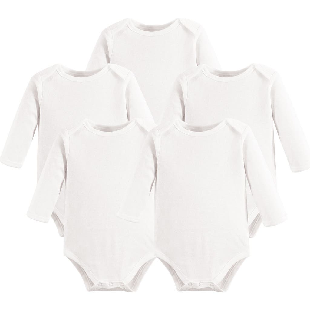 Touched By Nature Organic Cotton Long-sleeve Bodysuits In White