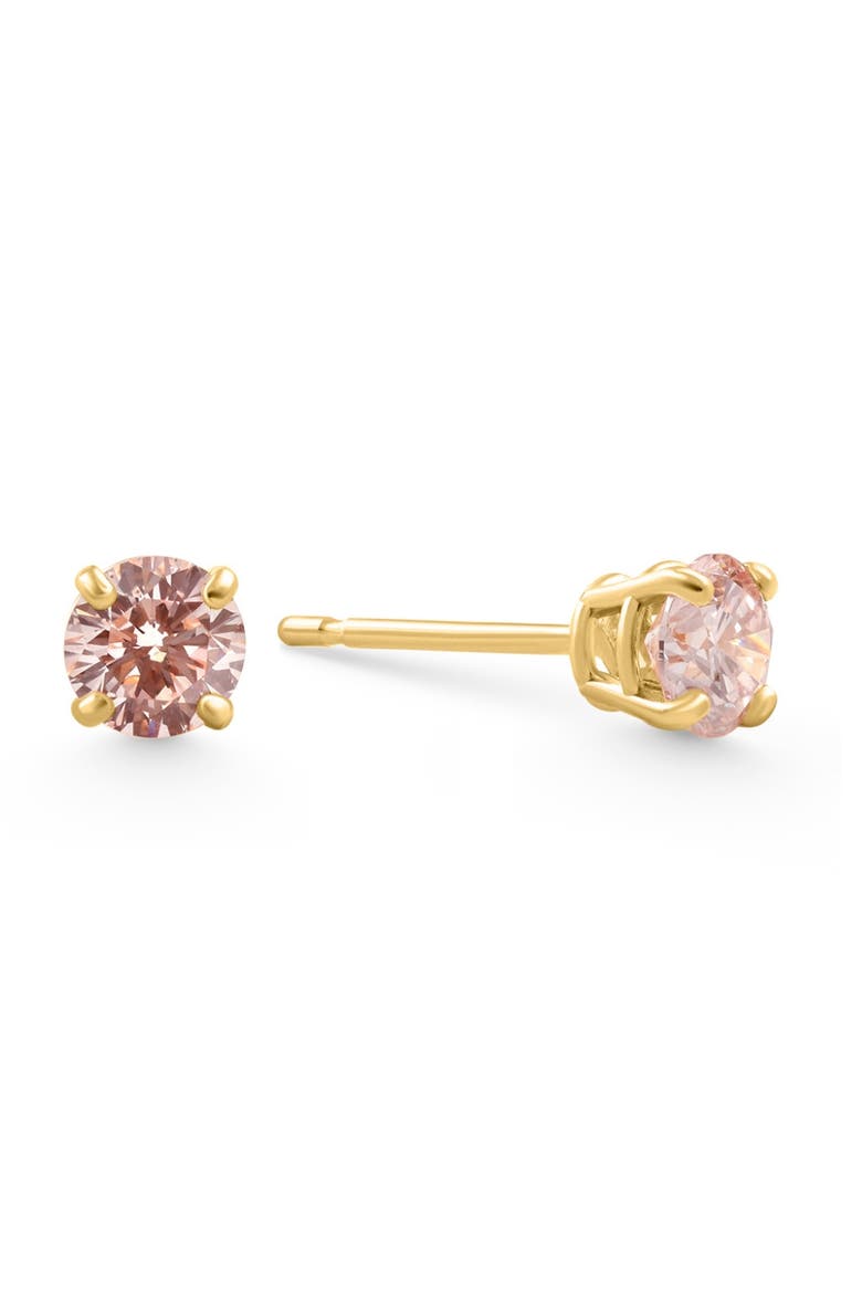 1/2Ct Pink Lab Grown Diamond Screw Back Studs, Alternate, color, 14k Yellow Gold