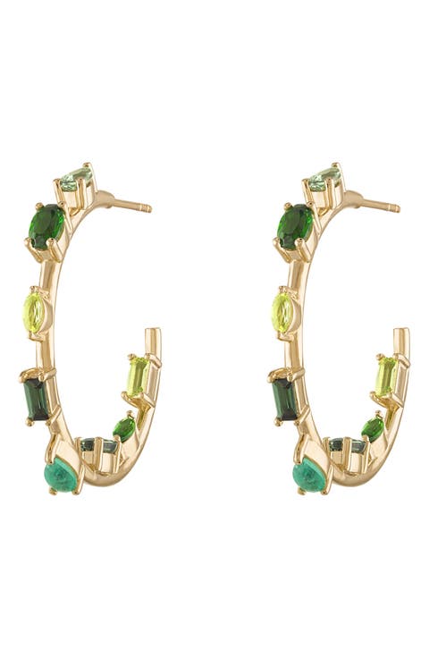 Mini Goddess Rainbow Sapphire Hoop Earrings