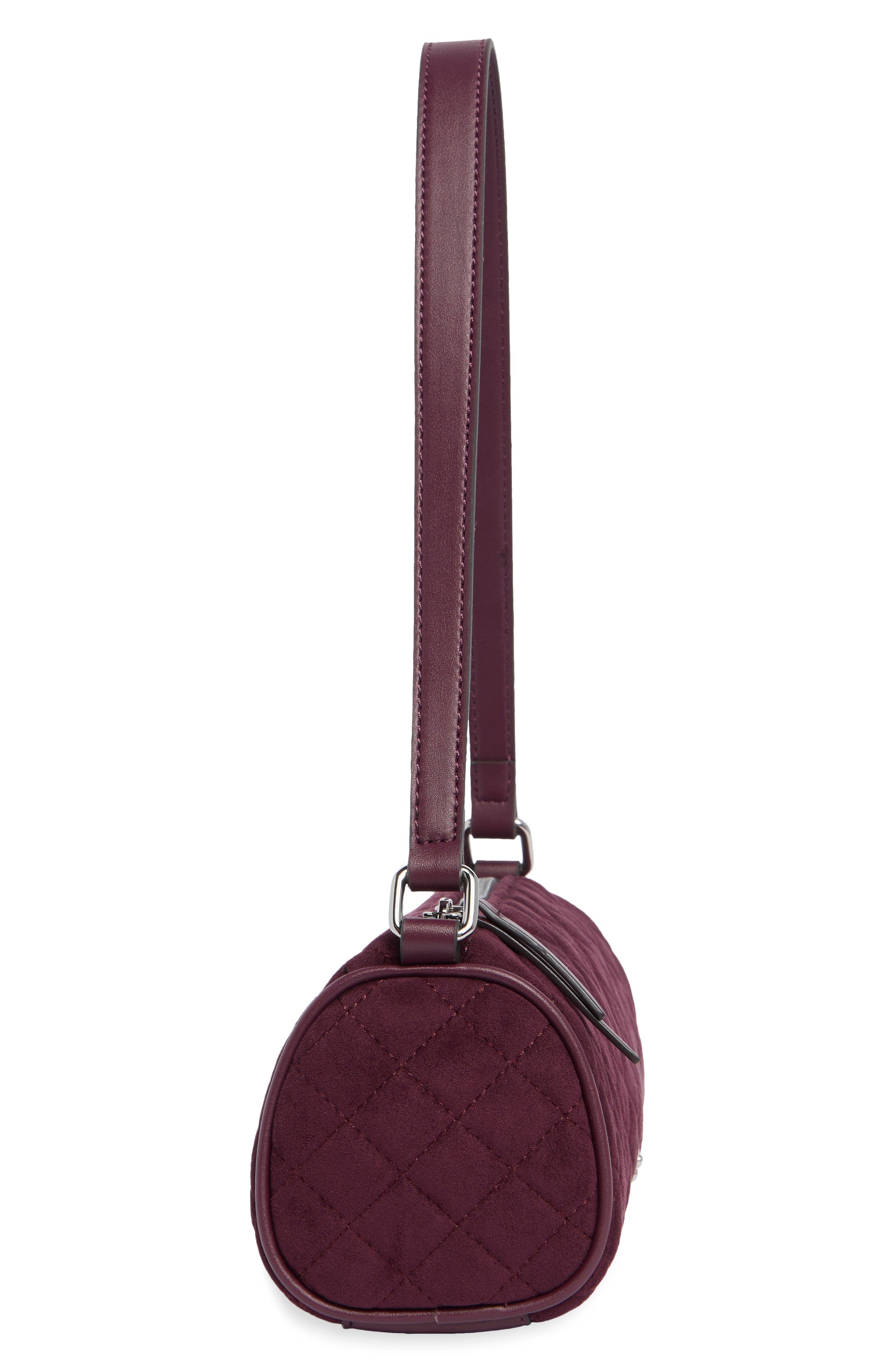 Storme Quilted Faux Suede Shoulder Bag, Alternate, color, BOYSENBERRY