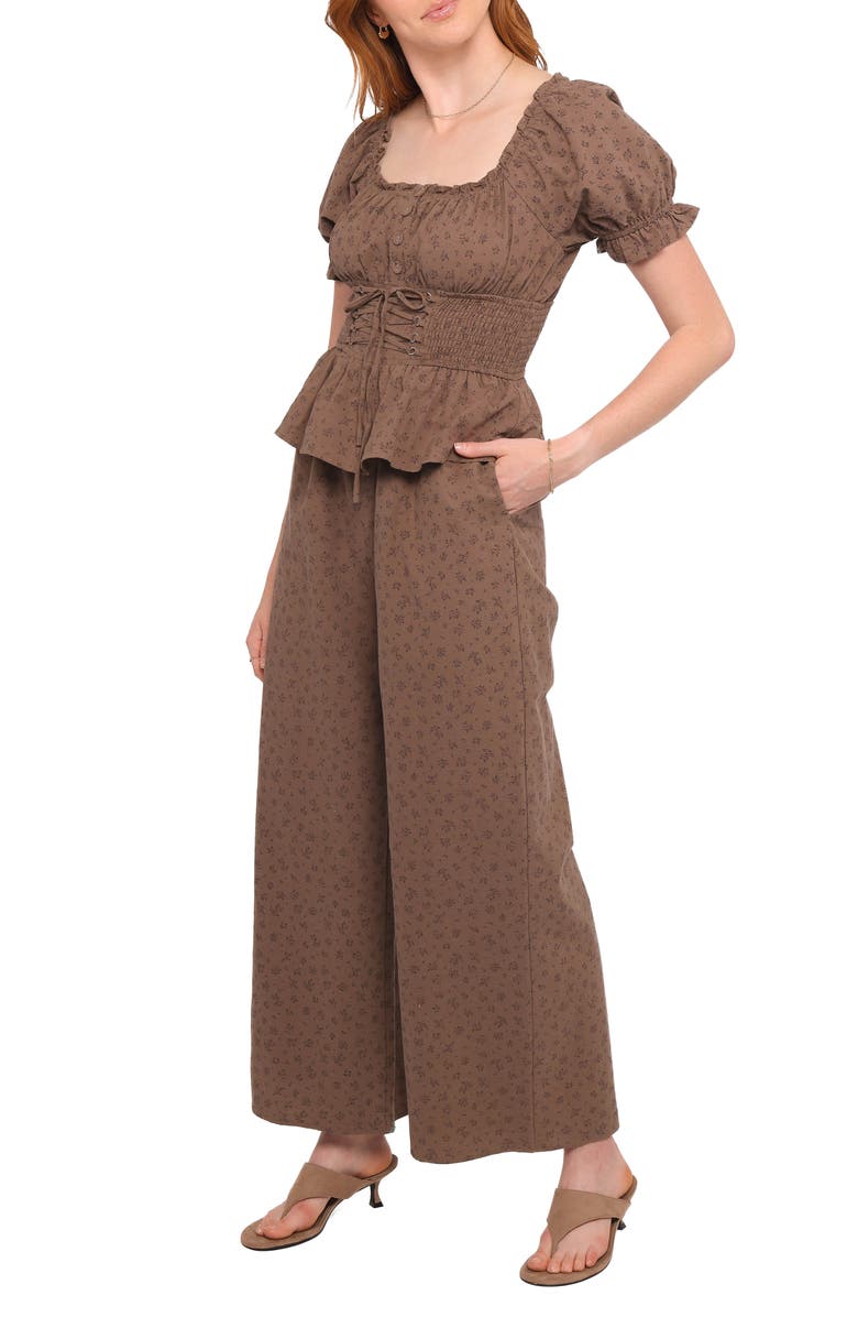 Petal & Pup Bridget Floral Cotton Jumpsuit, Alternate, color, Taupe Purple Floral