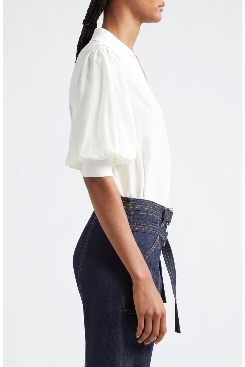 Weldon Collar Silk Top, Alternate, color, IVORY