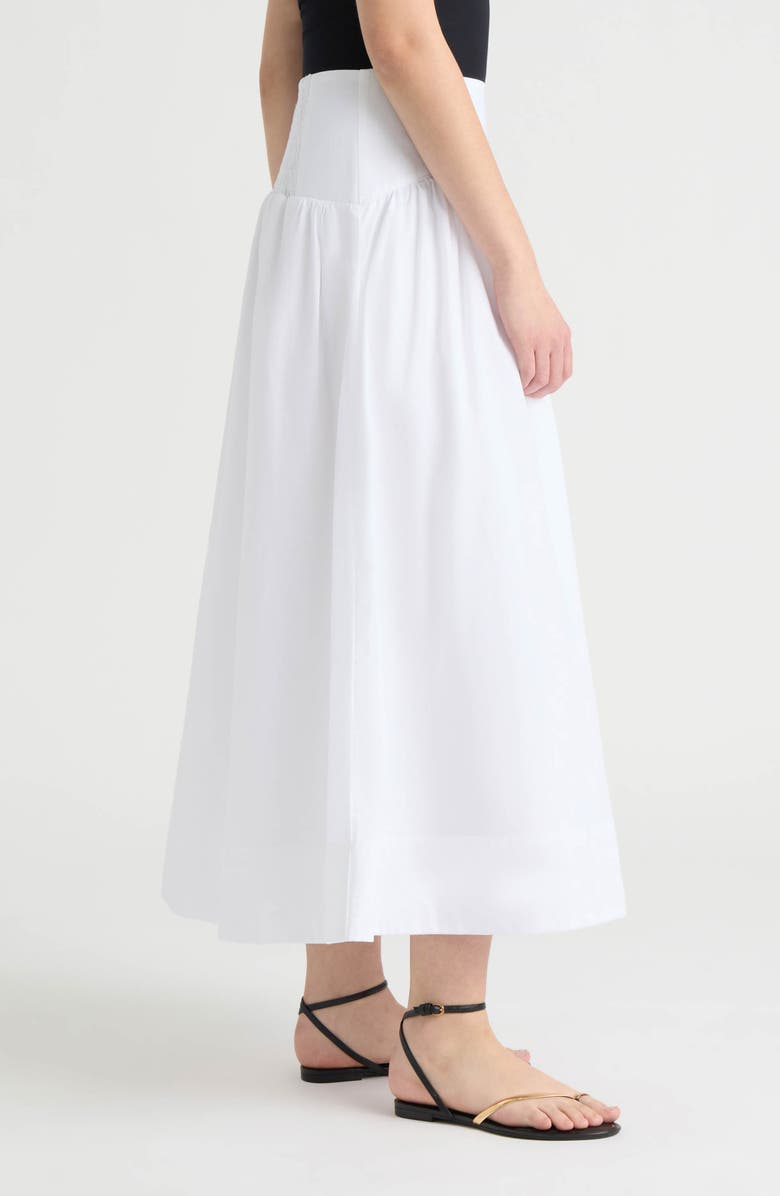 NVLT Poplin Gathered Midi Skirt, Alternate, color, White