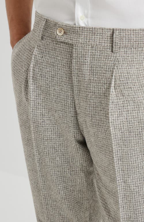Brunello Cucinelli Pleated-front Check-pattern Trousers In Gray